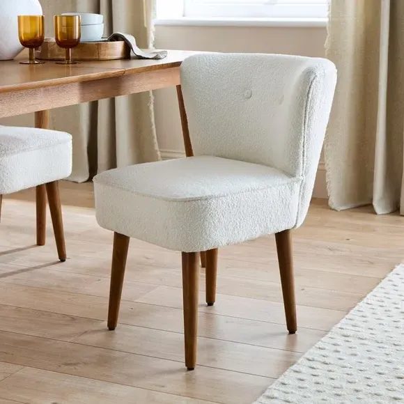High Back Dining Chair - Ivory, Boucle image