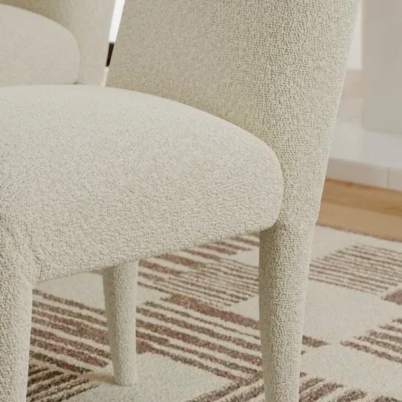 High Back Dining Chair - Mushroom, Boucle