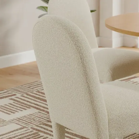 High Back Dining Chair - Mushroom, Boucle