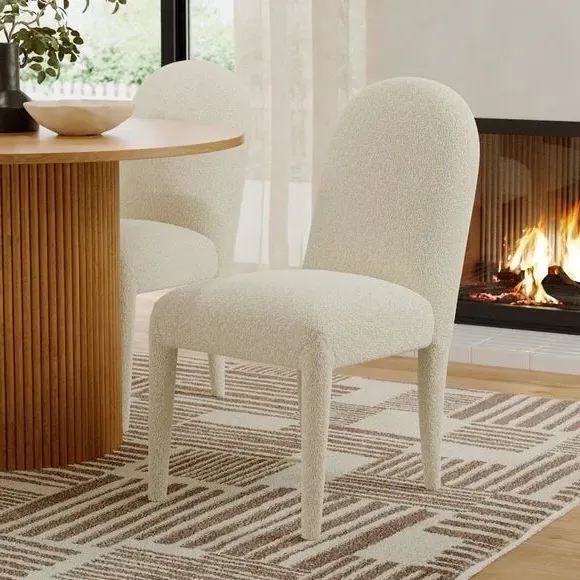 High Back Dining Chair - Mushroom, Boucle image