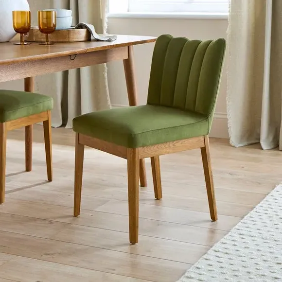 High Back Dining Chair - Olive, Velvet