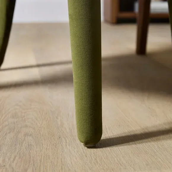 High Back Dining Chair - Olive, Velvet