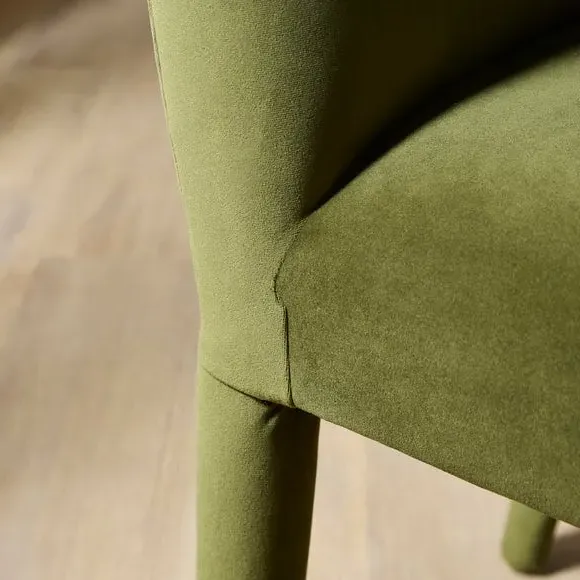 High Back Dining Chair - Olive, Velvet