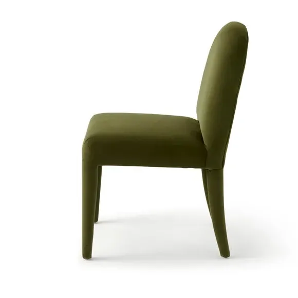 High Back Dining Chair - Olive, Velvet