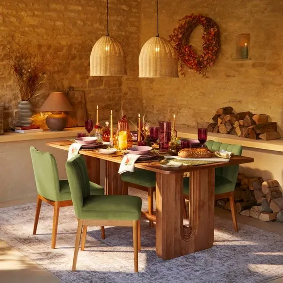 High Back Dining Chair - Olive, Velvet