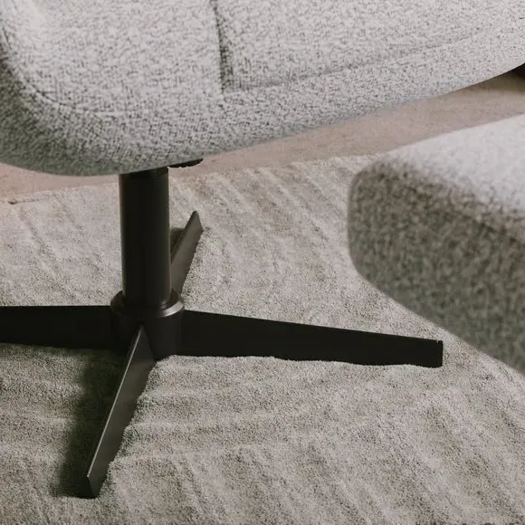 Highback Swivel Chair with Footstool - Ivory