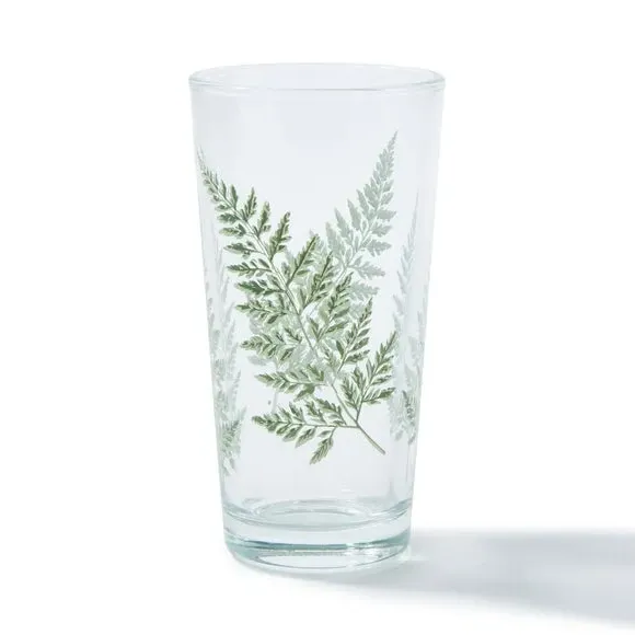 Highball Glass with Fern Print - Green, Glass