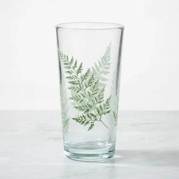 Highball Glass with Fern Print - Green, Glass image