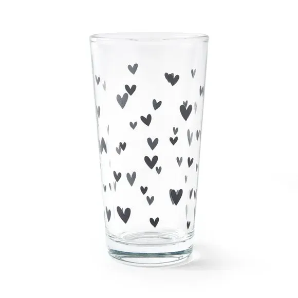 Highball Glass with Hearts Design - Multicolor