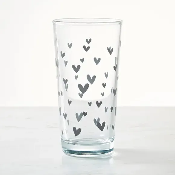 Highball Glass with Hearts Design - Multicolor