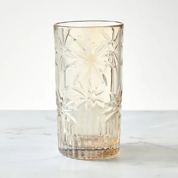 Highball Glass with Palm Pattern - Amber, Glass image