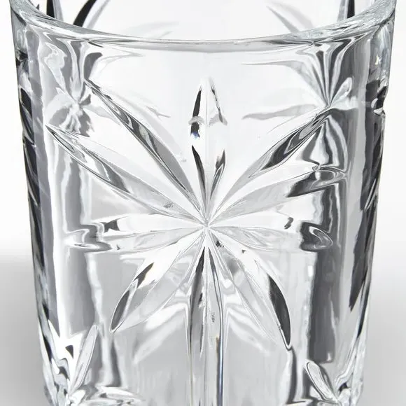 Highball Glass with Palm Pattern - Clear Glass