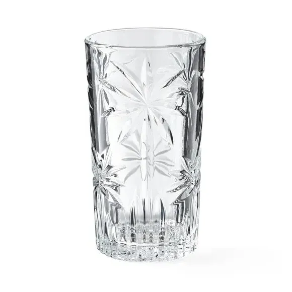 Highball Glass with Palm Pattern - Clear Glass