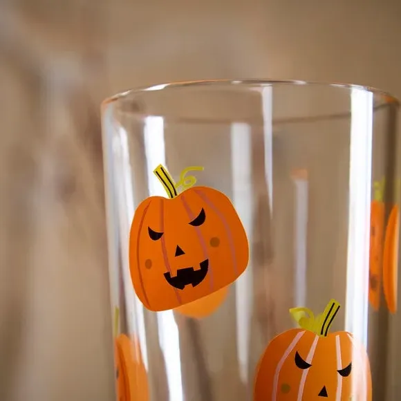 Highball Glass with Pumpkin Print - Orange