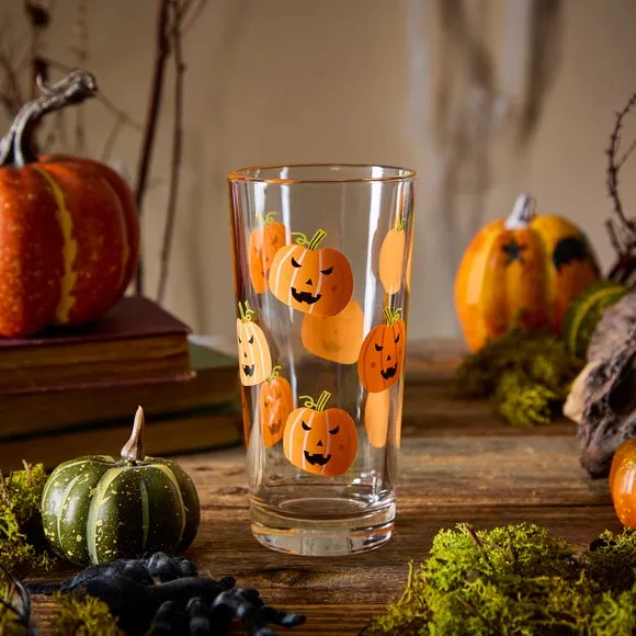 Highball Glass with Pumpkin Print - Orange image