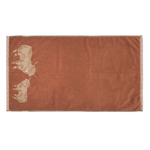 Highland Cow Cotton Towel - Rust, Cotton