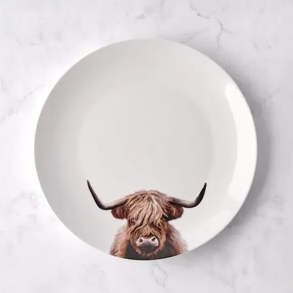 Highland Cow Dinner Plate - Brown, Porcelain image