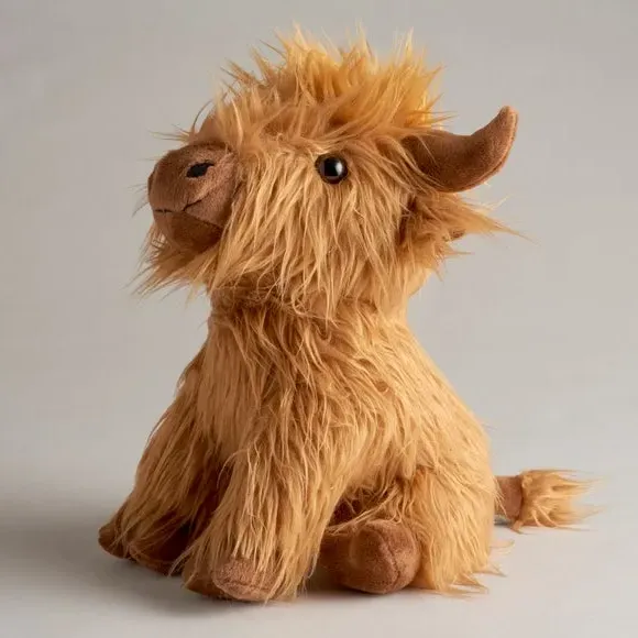 Highland Cow Doorstop - Brown, Textured Fabric