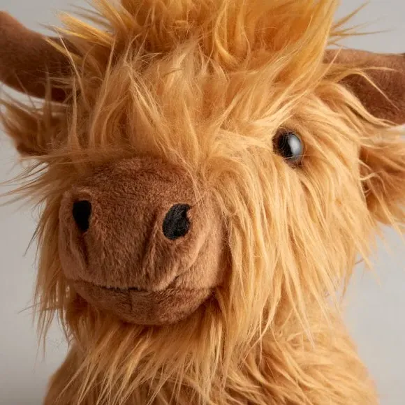 Highland Cow Doorstop - Brown, Textured Fabric