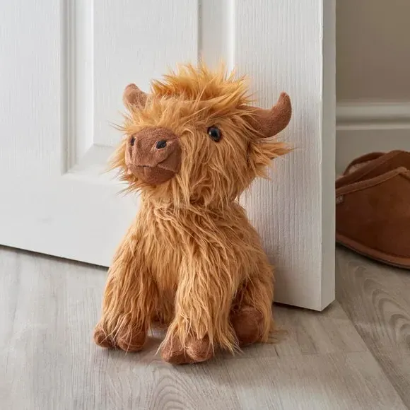 Highland Cow Doorstop - Brown, Textured Fabric image
