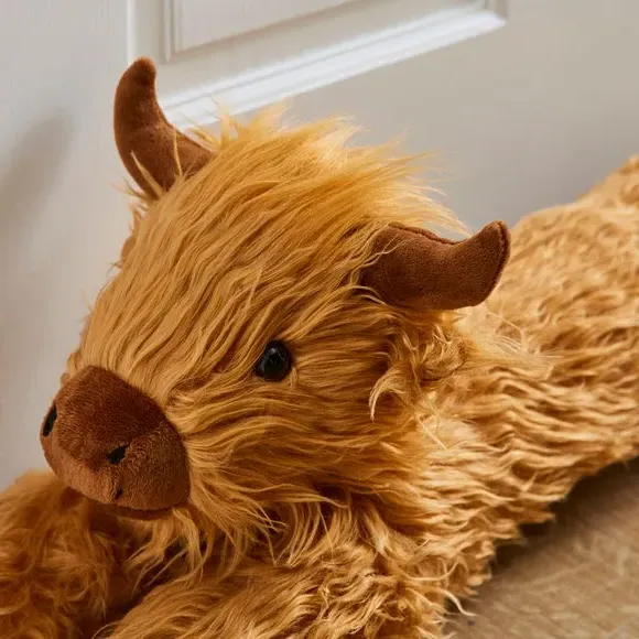 Highland Cow Draught Excluder - Brown, Cord