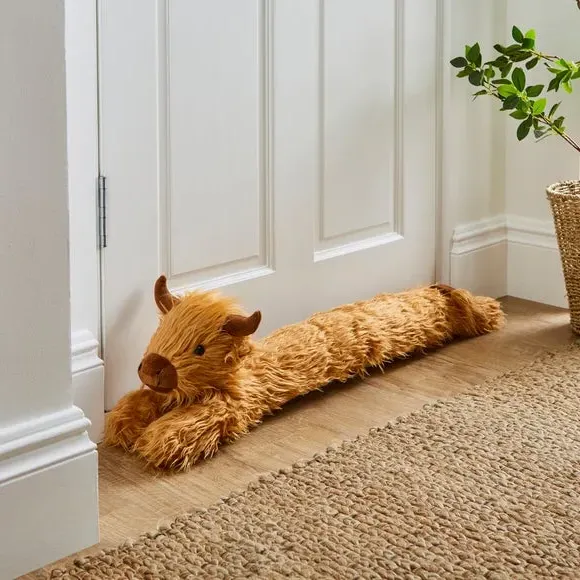 Highland Cow Draught Excluder - Brown, Cord image