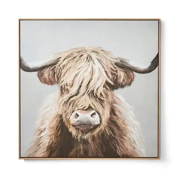 Highland Cow Framed Canvas Print - Brown