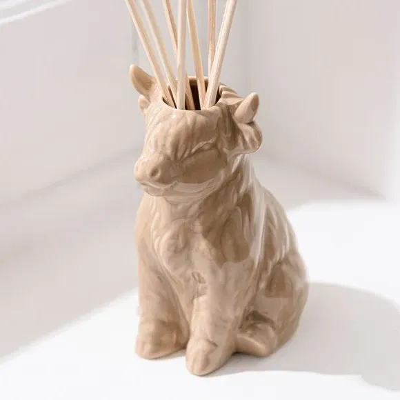 Highland Cow Reed Diffuser - Brown, Ceramic