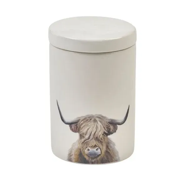 Highland Cow Storage Jar - White, Stoneware