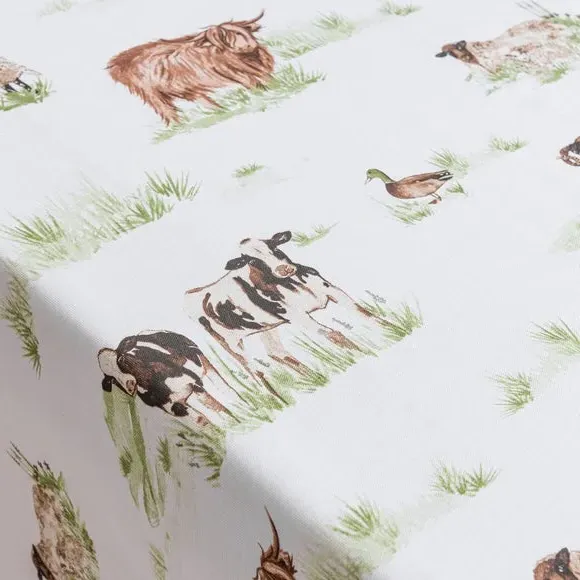 Highland Cow Tablecloth - Natural, Cotton