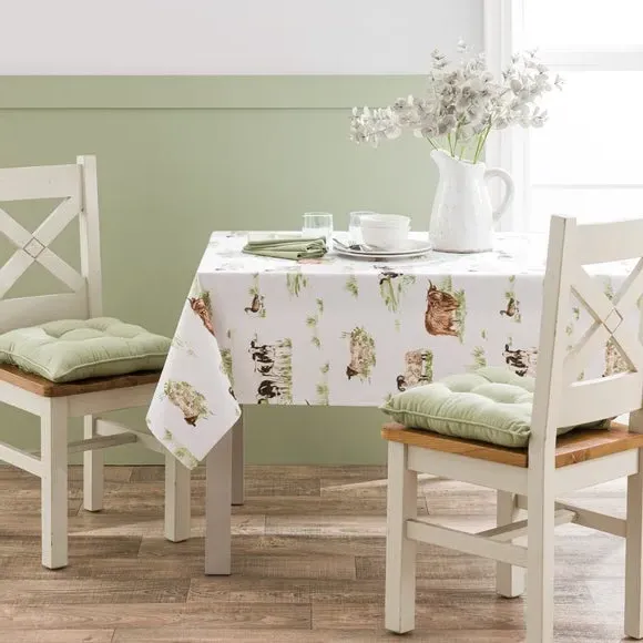 Highland Cow Tablecloth - Natural, Cotton image