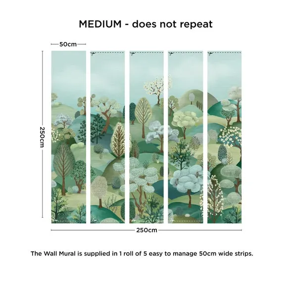 Hillside Wall Mural - Green, Non-Woven Paper