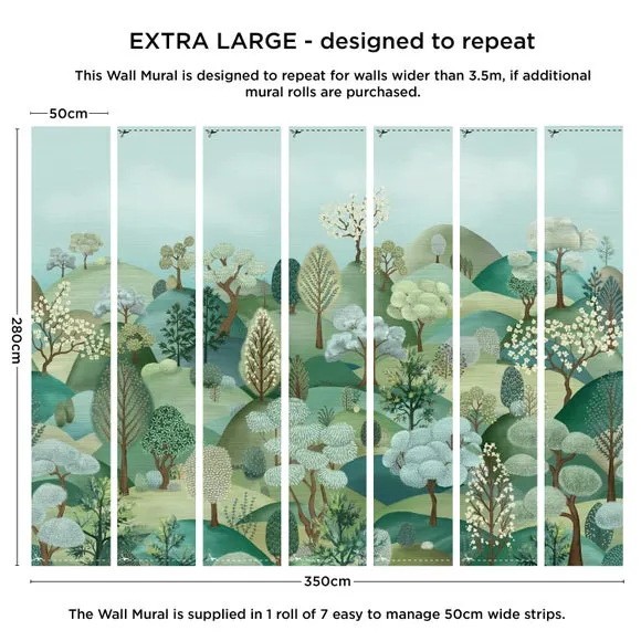 Hillside Wall Mural - Green, Non-Woven Paper