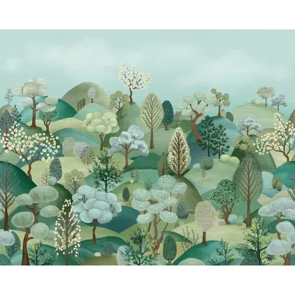 Hillside Wall Mural - Green, Non-Woven Paper