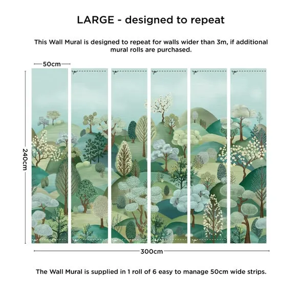 Hillside Wall Mural - Green, Non-Woven Paper