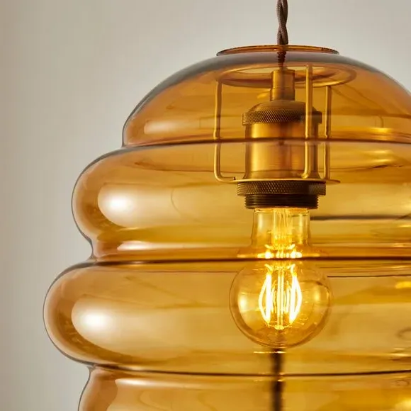 Hive-Shaped Pendant Shade - Orange, Glass