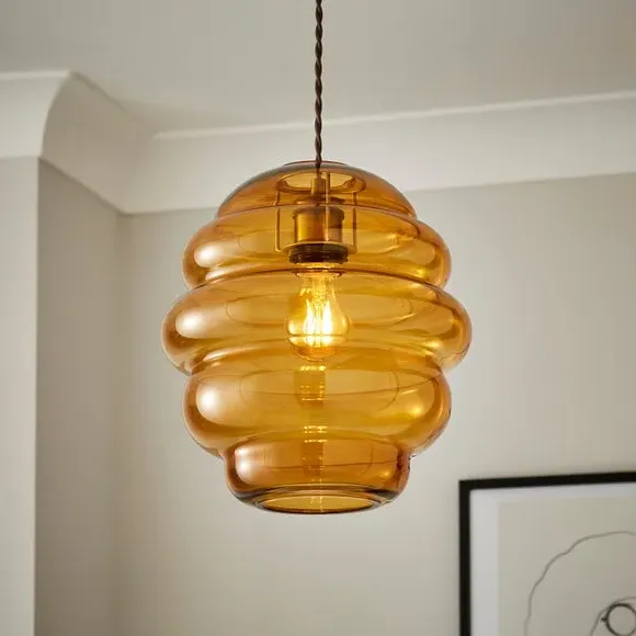 Hive-Shaped Pendant Shade - Orange, Glass image