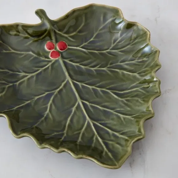 Holly Stoneware Plate - Green, Ceramic