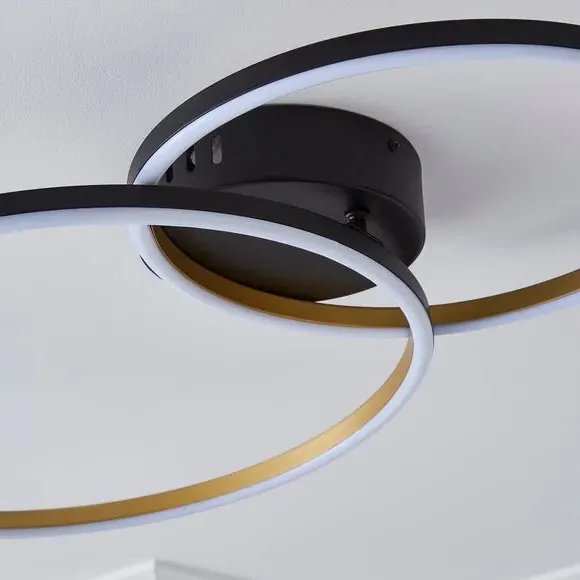 Hoop Flush Ceiling Light with LED - Black, Steel