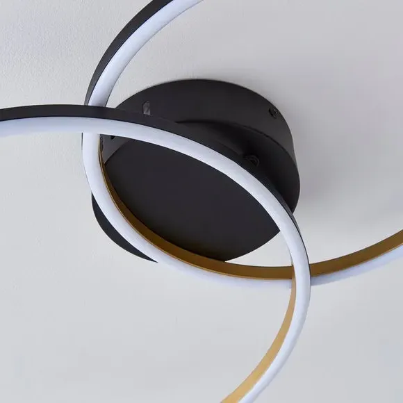 Hoop Flush Ceiling Light with LED - Black, Steel