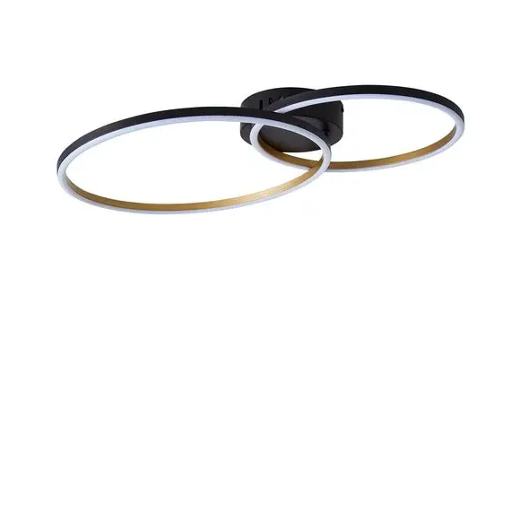 Hoop Flush Ceiling Light with LED - Black, Steel