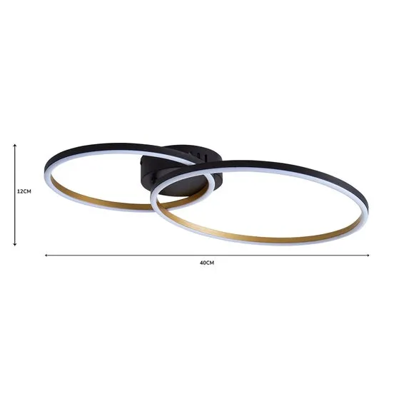 Hoop Flush Ceiling Light with LED - Black, Steel