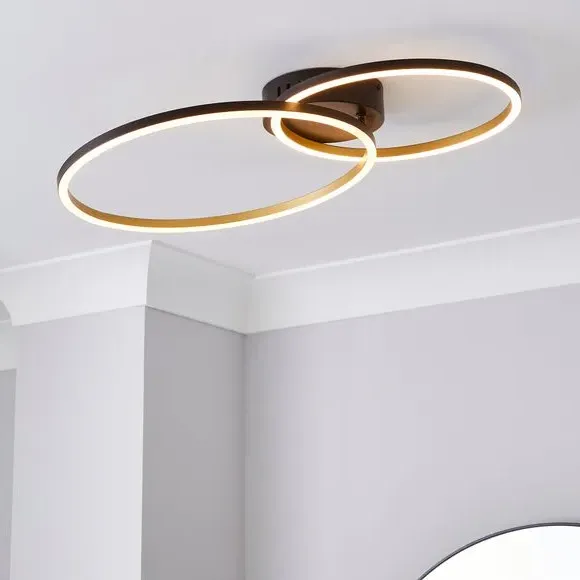Hoop Flush Ceiling Light with LED - Black, Steel image