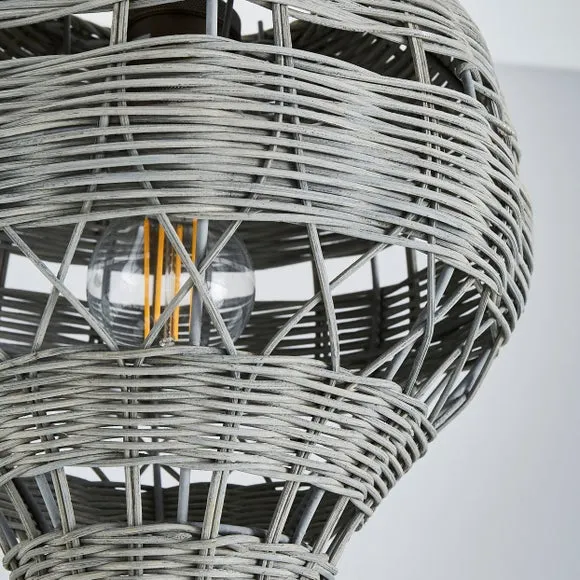 Hot Air Balloon Pendant Shade - Grey, Rattan