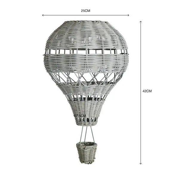 Hot Air Balloon Pendant Shade - Grey, Rattan