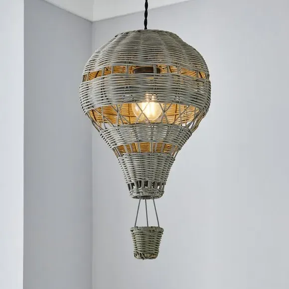 Hot Air Balloon Pendant Shade - Grey, Rattan image