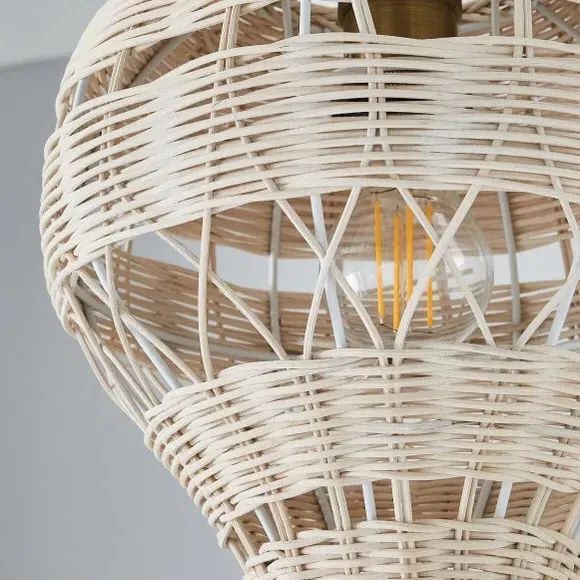 Hot Air Balloon Pendant Shade - White, Rattan