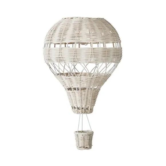 Hot Air Balloon Pendant Shade - White, Rattan