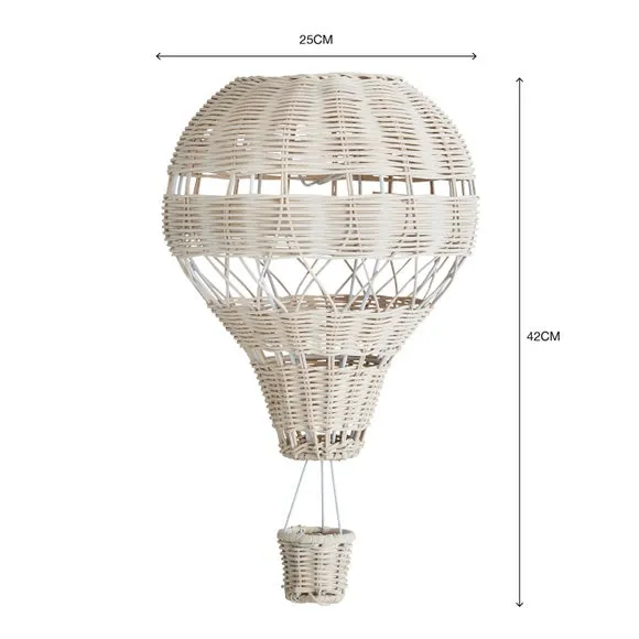 Hot Air Balloon Pendant Shade - White, Rattan