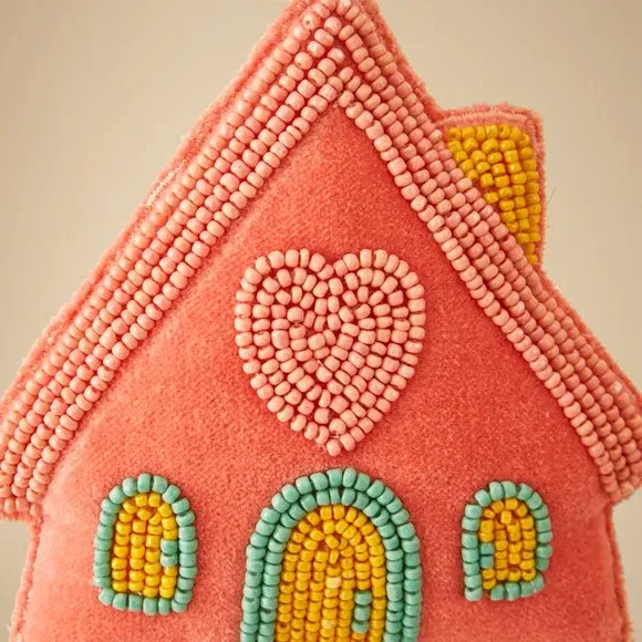 House Hanging Decoration - Pink, Beaded